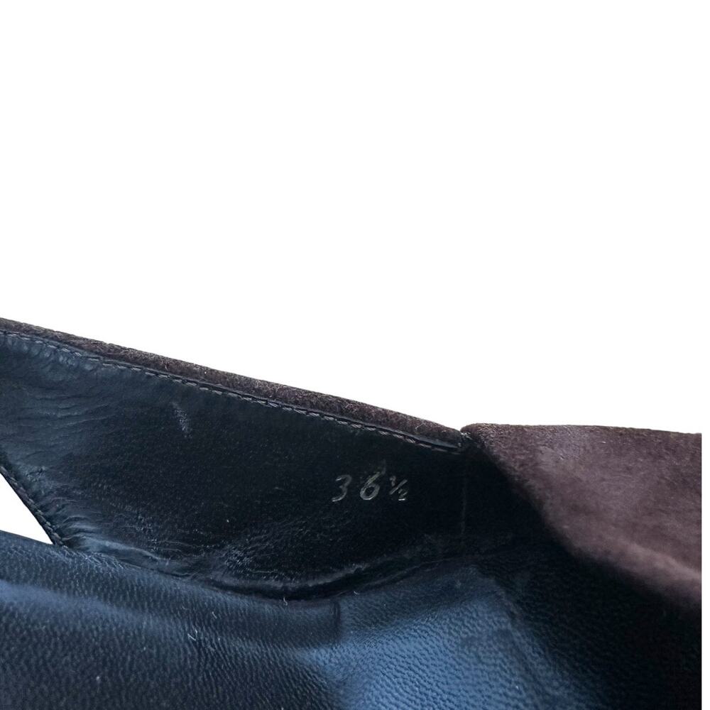 Prada Y2K Vintage Brown Suede Slingback Wedge Chunky Sandals 36.5 - Picture 7 of 10